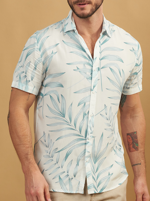 Camisa Vicose Floral Branca 1006 - PCF