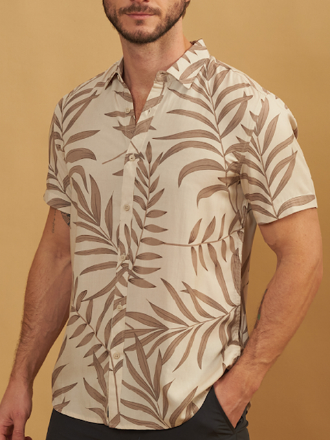 Camisa Vicose Floral Bege 1006 - PCF
