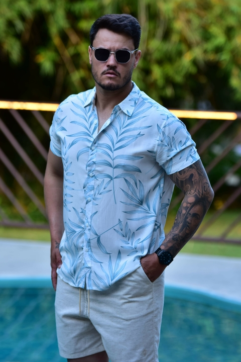 Camisa Vicose Floral Branca 1006 - PCF