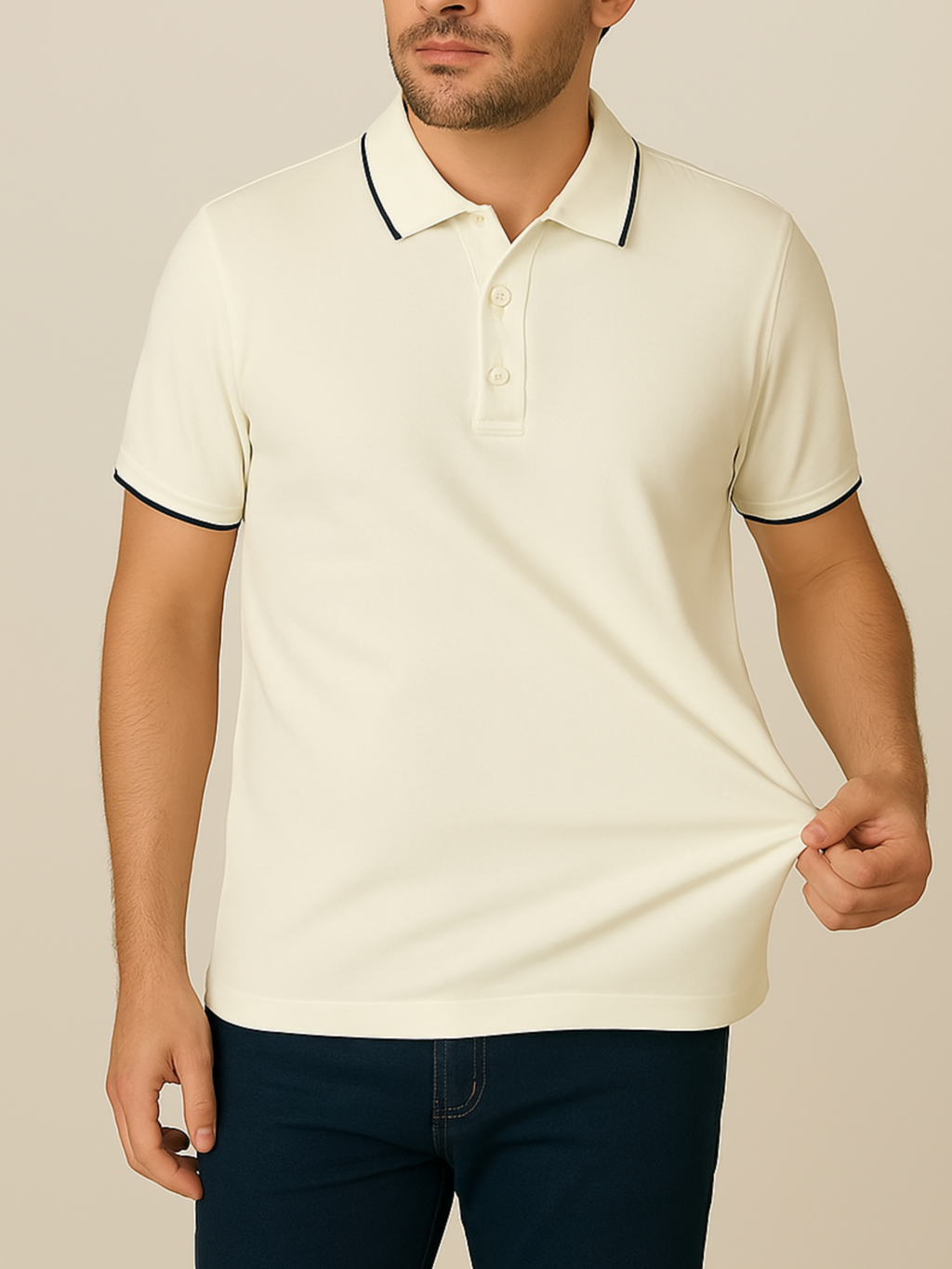 Camiseta Gola Polo Casual Slim Off White - Conquest - comprar online