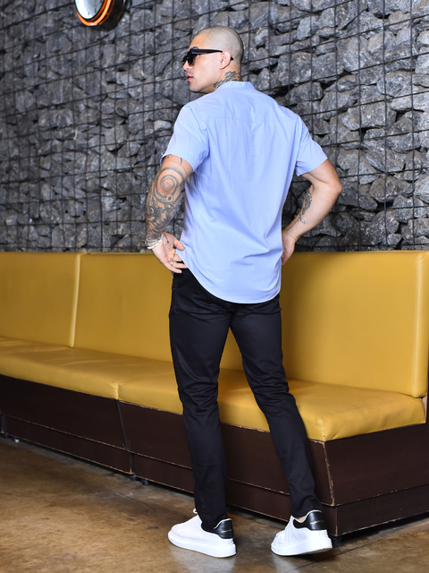 Camisa Slim M. Curta Lilás - Gola Padre - Conquest - loja online