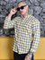 Camisa Slim Fit Linho Xadrez Ocre - Gola Padre - Conquest - comprar online