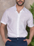Camisa Slim Veneza M. Curta Linho Branca - Conquest