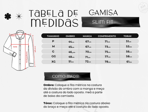 Camisa Social M.Longa Slim Fit Azul Marinho - Gola Padre - Conquest