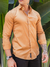 Camisa Slim M. Longa Acetinada Marrom Cappuccino - Conquest
