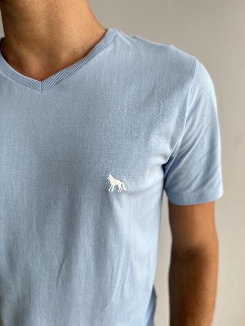 Camiseta Basica Azul Sky Gola V - Acostamento - comprar online