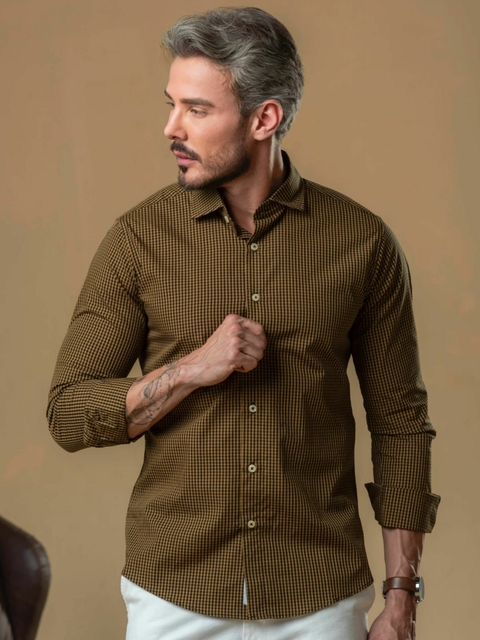 Camisa Slim Xadrez M. Longa Marrom / Preto - OXG - Kamarim Patos