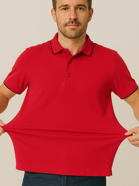 Camiseta Gola Polo Casual Slim Vermelha - Conquest na internet