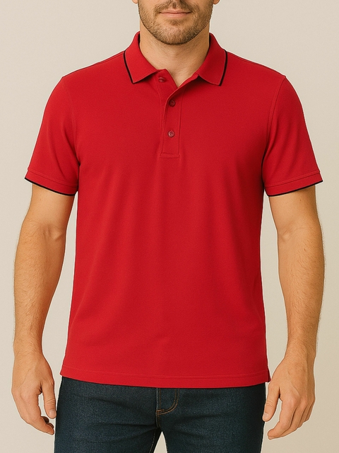 Camiseta Gola Polo Casual Slim Vermelha - Conquest - comprar online
