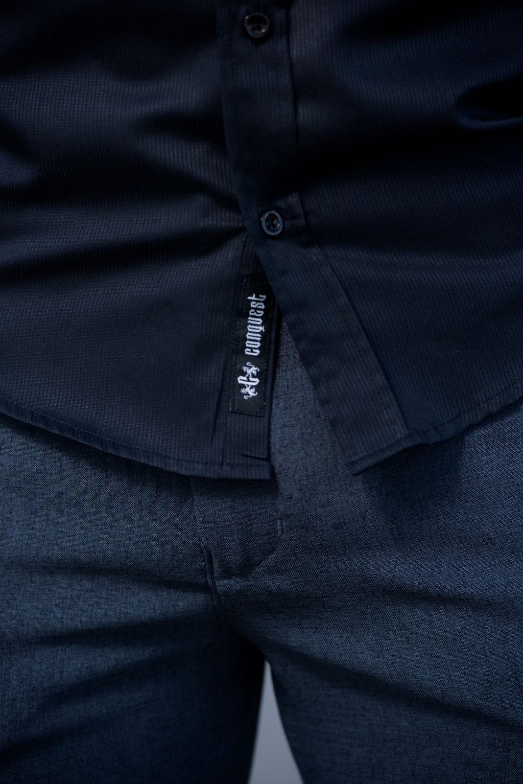 Camisa Social Maquinetada M. Longa Slim Preta 2032 - Conquest