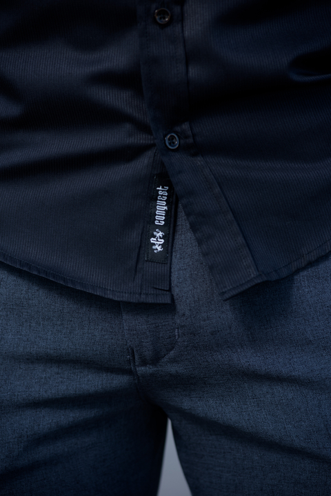 Camisa Social Maquinetada M. Longa Slim Preta 2032 - Conquest
