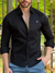 Camisa Social Maquinetada M. Longa Slim Preta 2032 - Conquest