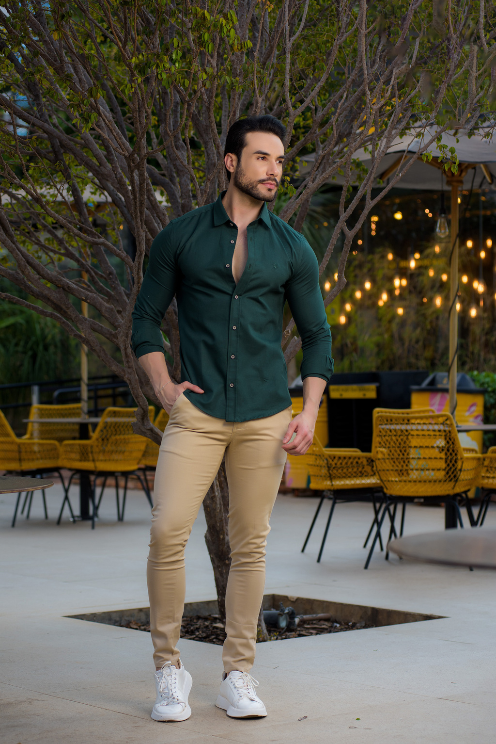 Imagem do Camisa Social Slim Oxford Verde Floresta - Conquest