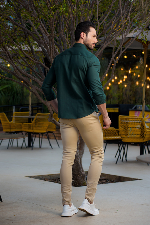Camisa Social Slim Oxford Verde Floresta - Conquest - comprar online