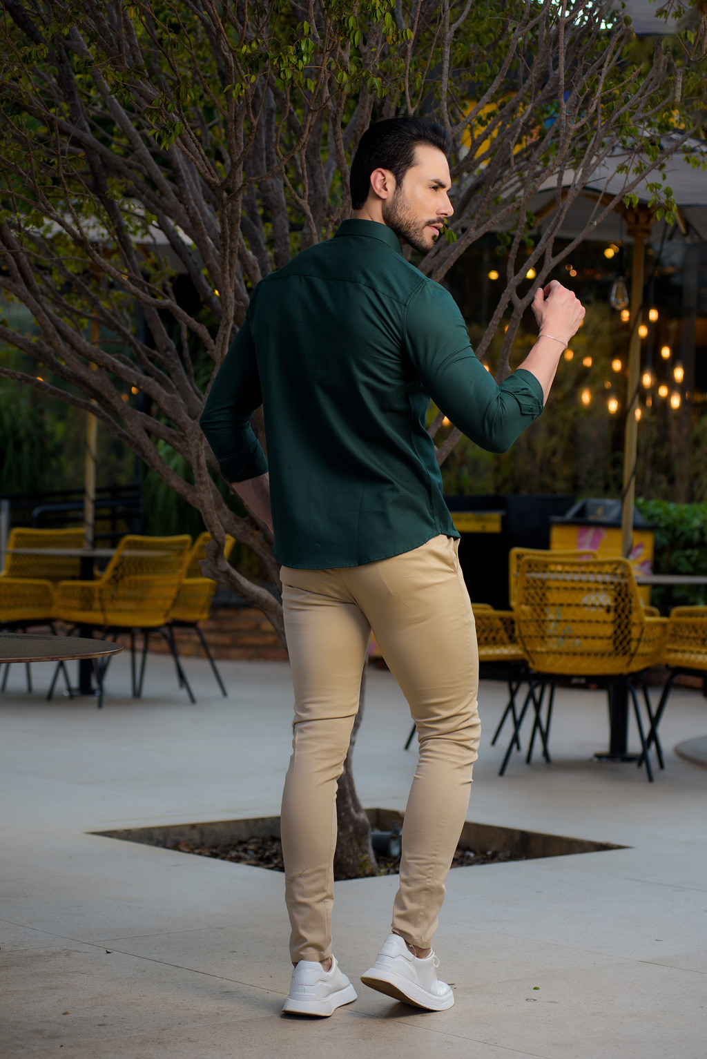 Calça Alfaiataria Skinny Amsterdã Acetinada Bege - Conquest