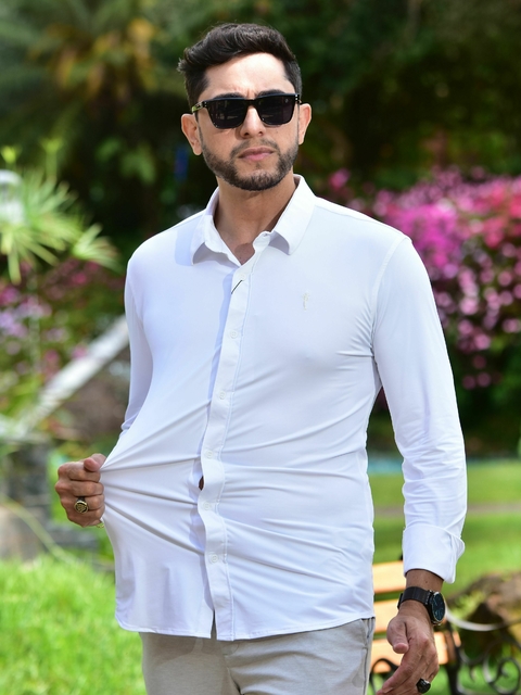 Camisa Social Poliamida Slim Fit Branca - Zip Off - comprar online