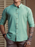 Camisa Maldivas Slim Linho Flamê Verde Menta - Gola Padre - Conquest