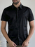Camisa Slim Manga Curta Preta - Zip Off