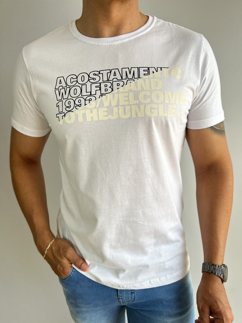 Camiseta Touch Branca Lettering 2119 - Acostamento