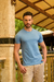 Camiseta Básica Slim Azul Piscina - Conquest - comprar online