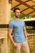 Camiseta Básica Slim Azul Piscina - Conquest