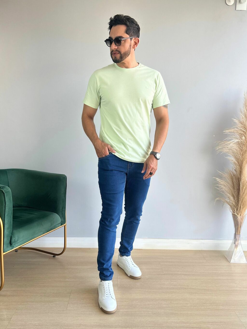 Camiseta Básica Slim Verde Claro - Ogochi - loja online