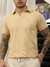 Camiseta Gola Polo Malha Texturizada Bege - AST