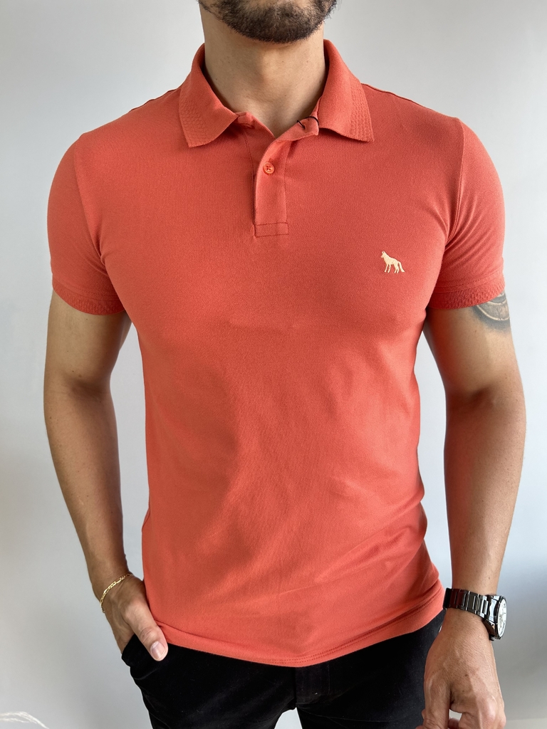 Camiseta Gola Polo Elastano Laranja Ferrugem 4007 - Acostamento