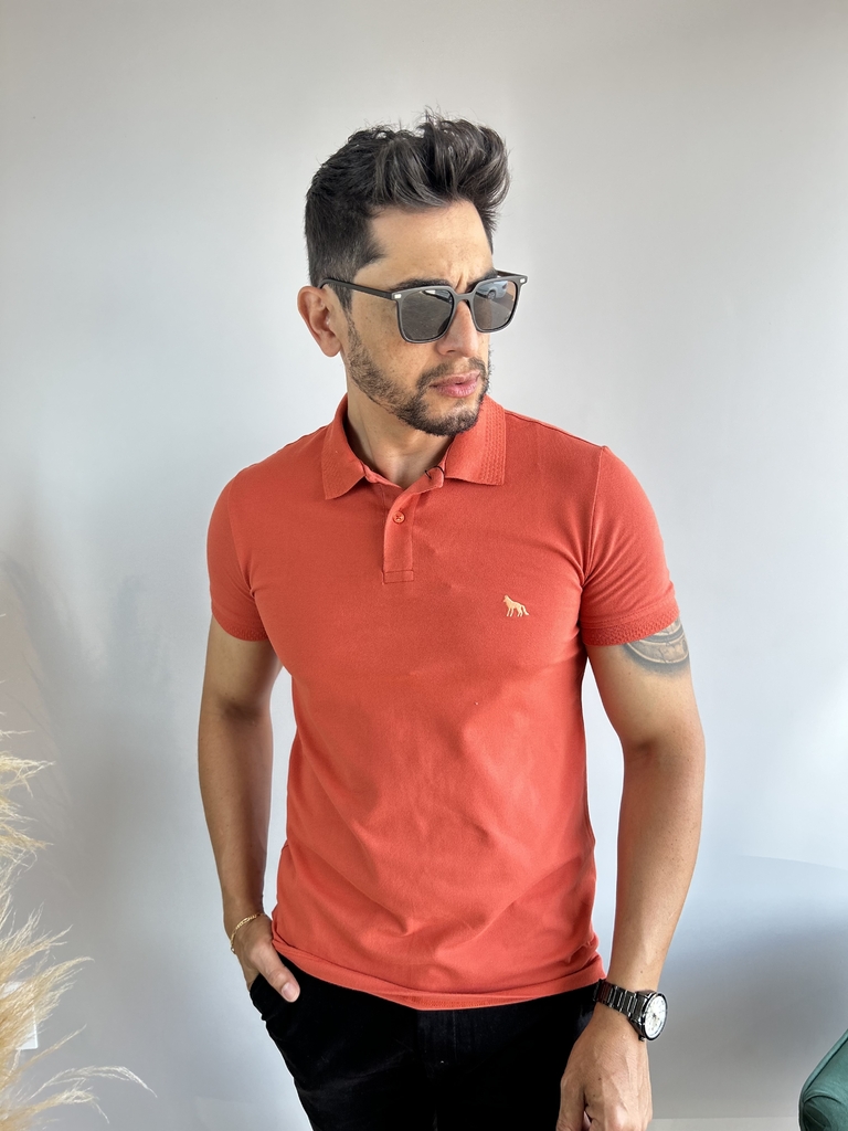 Camiseta Gola Polo Elastano Laranja Ferrugem 4007 - Acostamento - loja online