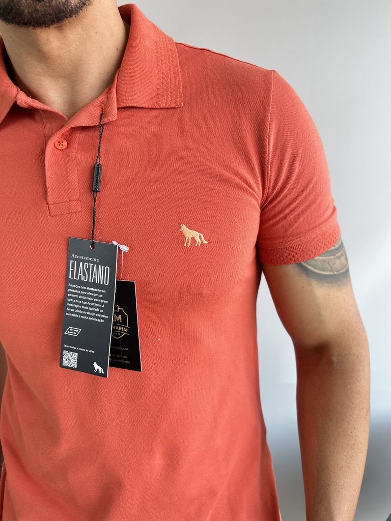 Camiseta Gola Polo Elastano Laranja Ferrugem 4007 - Acostamento - Kamarim Patos