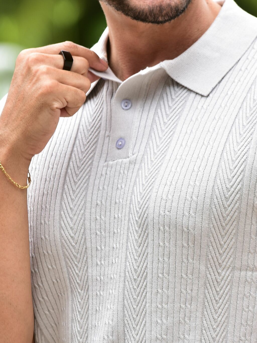 Camiseta Gola Polo Tricot Texturizada Cinza 1074 - Conquest - comprar online