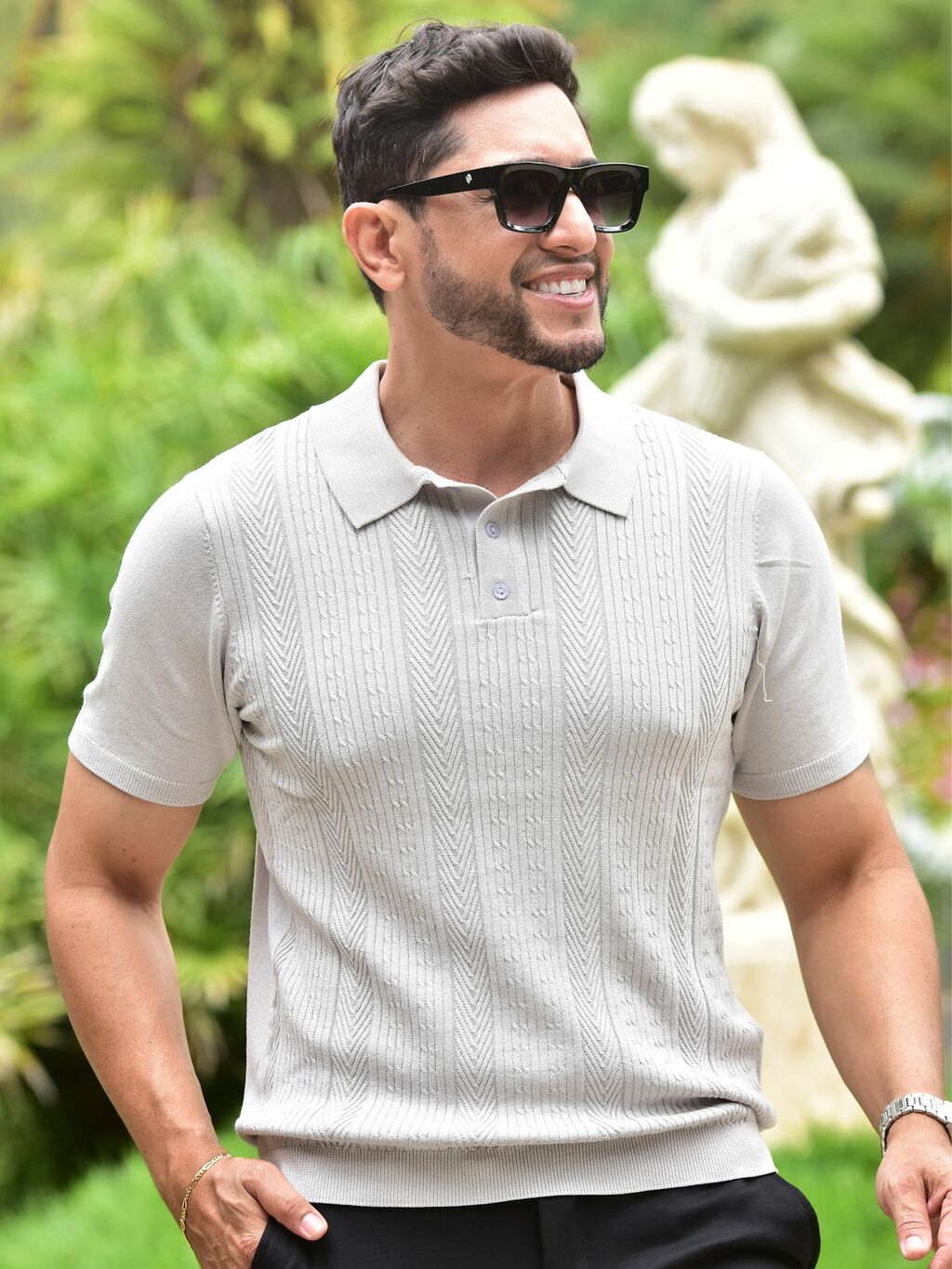 Camiseta Gola Polo Tricot Texturizada Cinza 1074 - Conquest na internet