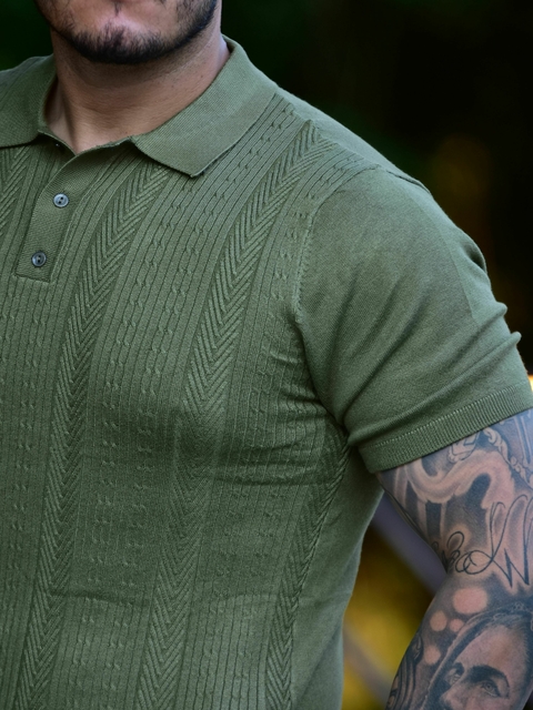 Imagem do Camiseta Gola Polo Tricot Texturizada Verde 1074 - Conquest