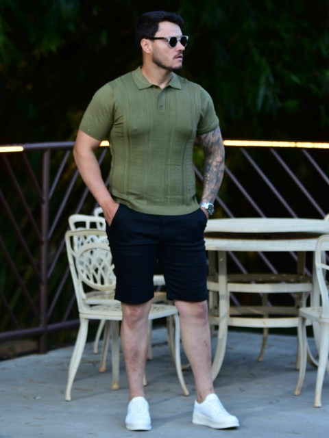 Camiseta Gola Polo Tricot Texturizada Verde 1074 - Conquest - loja online