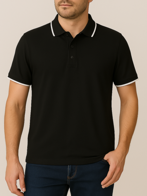 Camiseta Gola Polo Casual Slim Preta 3109 - Conquest - comprar online