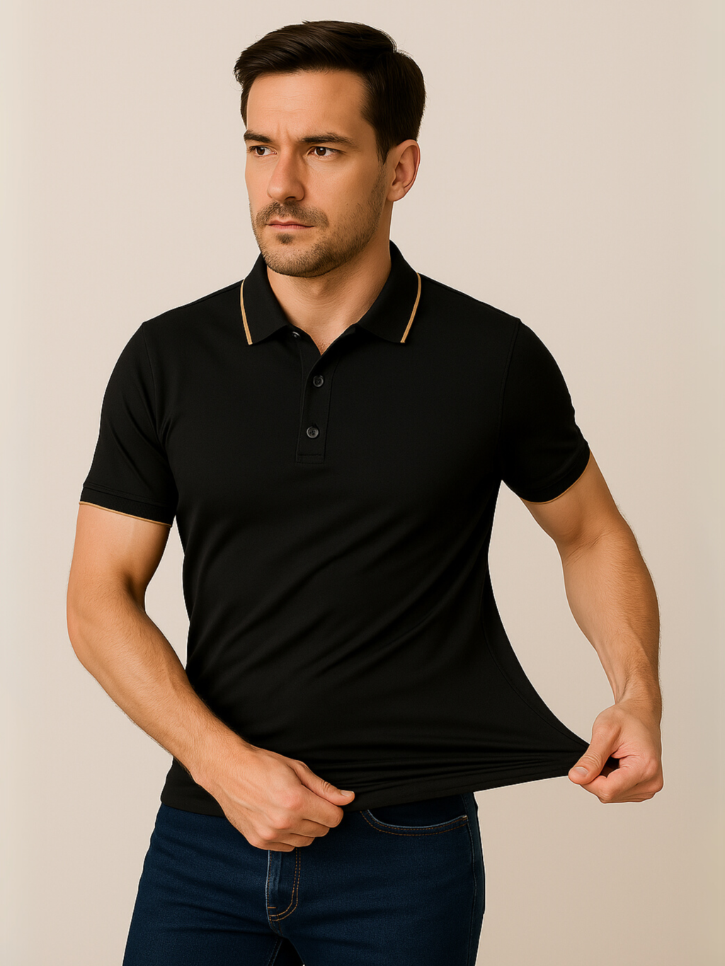 Camiseta Gola Polo Casual Slim Preta 3108 - Conquest na internet