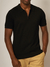 Camiseta Gola Polo Tricot Texturizada com Ziper Preta 1069 - Conquest