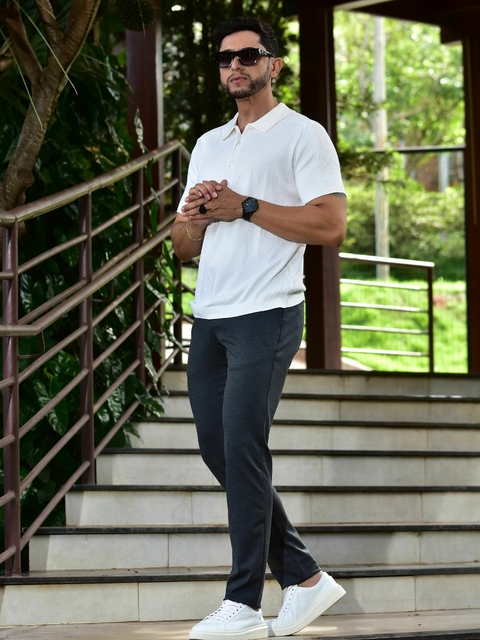 Imagem do Camiseta Gola Polo Tricot Texturizada com Ziper Off White 1069 - Conquest