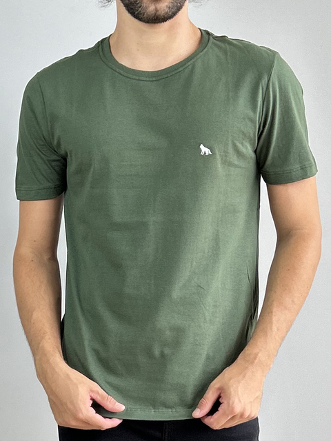 Camiseta Básica Lobo Bordada Verde Clagliari - Acostamento