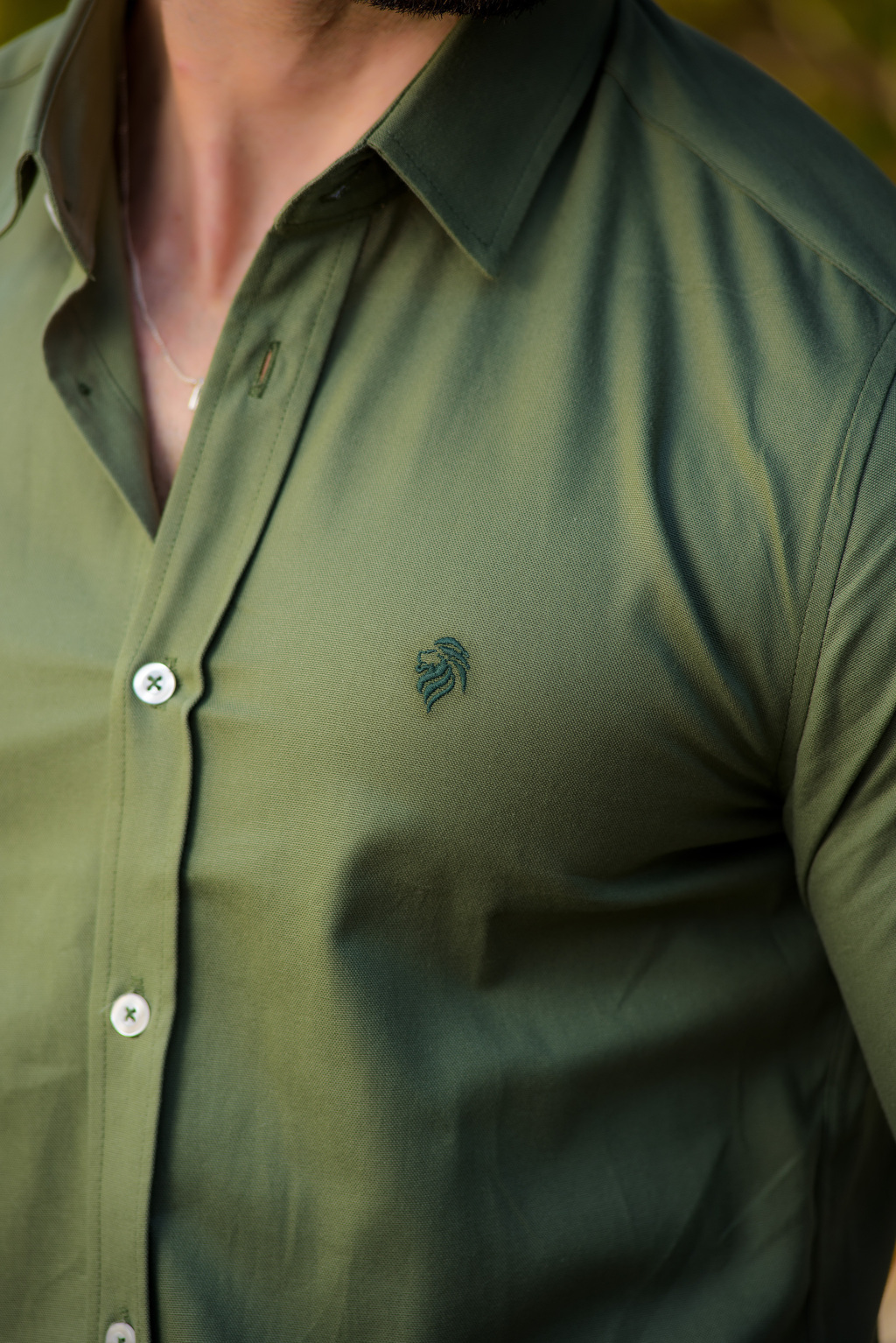 Camisa Social Slim Oxford Verde Exército - Conquest - comprar online