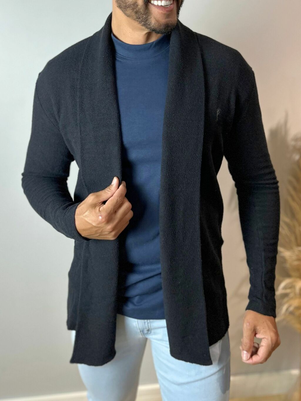 Cardigan Texturizado Preto - Zip Off - comprar online
