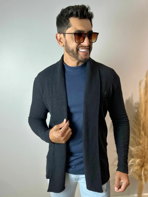 Cardigan Texturizado Preto - Zip Off na internet