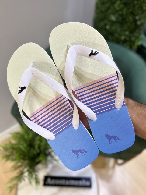 Chinelo Branco Listrado Azul 9009 - Acostamento - comprar online