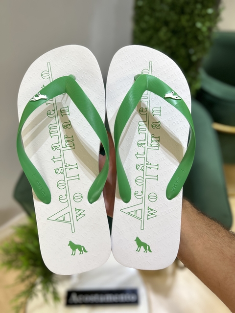 Chinelo Branco Lettering Verde 9002 - Acostamento