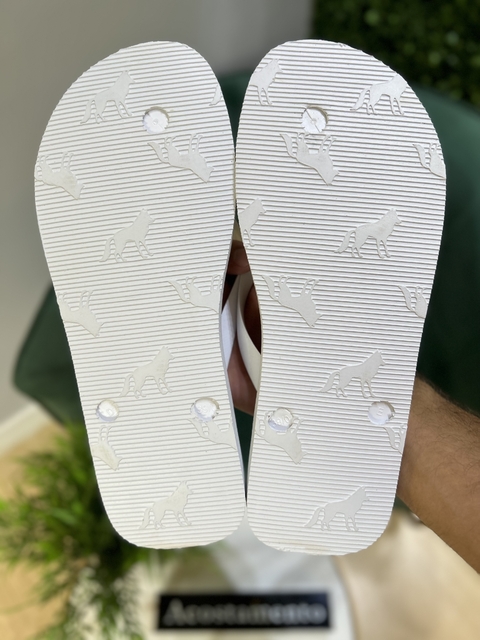 Chinelo Branco Listrado Azul 9009 - Acostamento - Kamarim Patos
