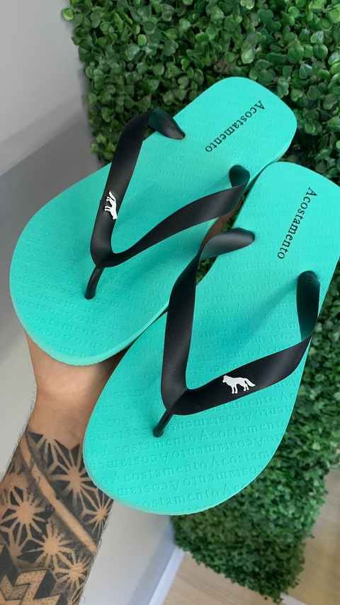 Chinelo Verde Claro com detalhe Preto - Acostamento - Kamarim Patos