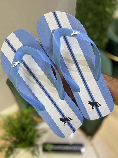 Chinelo Azul Claro Listra Branca - Acostamento - comprar online