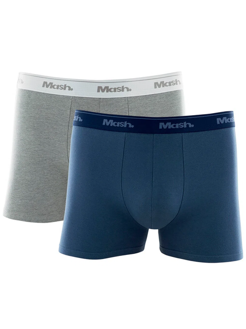 Kit 2 Cuecas Boxer Cotton Azul / Cinza Claro 110.04 - Mash - comprar online