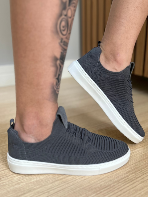 Sapatenis Tricot Confort Cinza - Ogochi