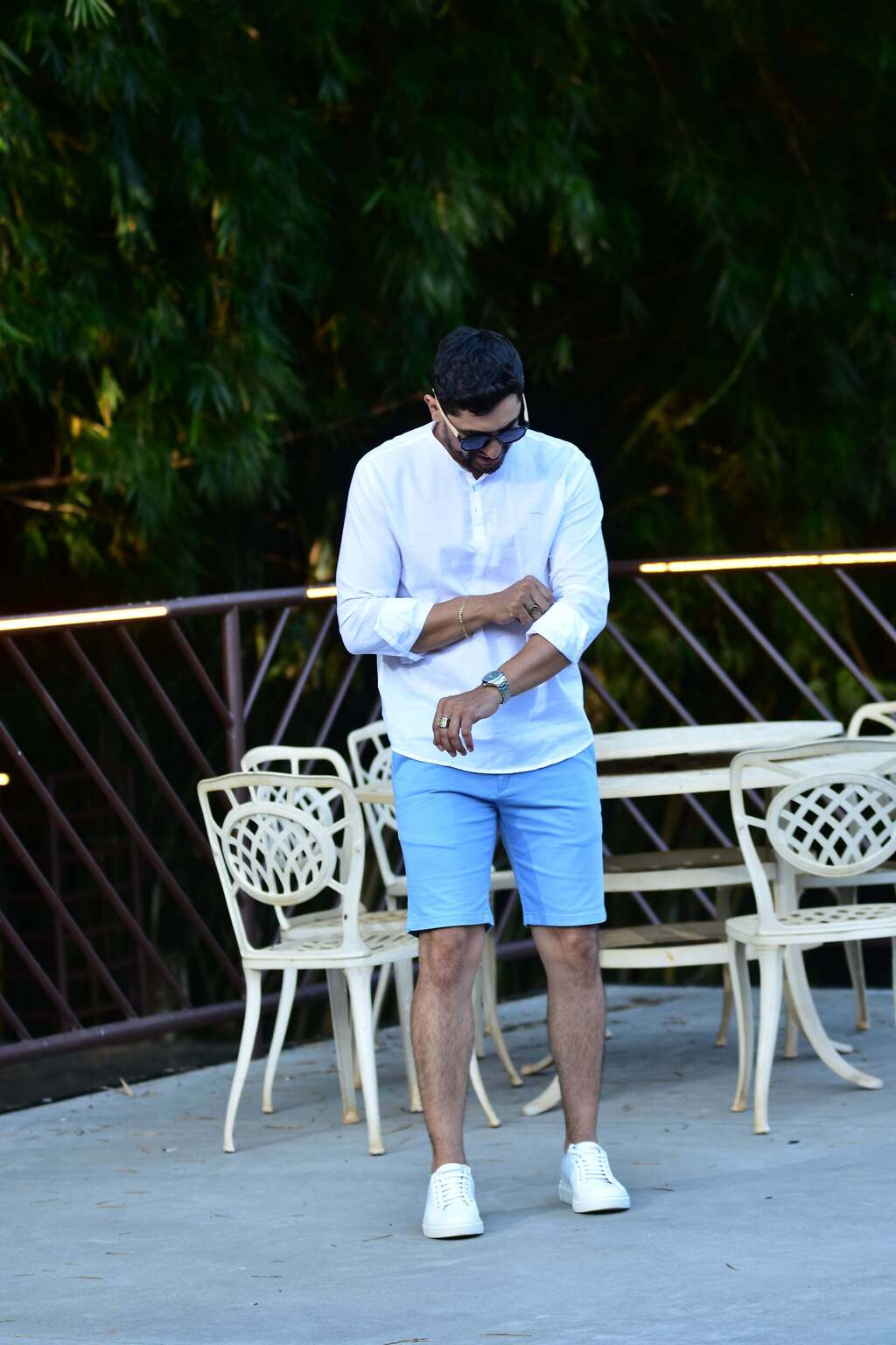 Bermuda Alfaiataria Azul Hortência Skinny - Zip Off - Kamarim Patos